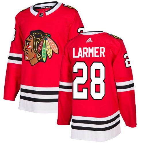 Adidas Blackhawks #28 Steve Larmer Red Home Authentic Stitched NHL Jersey